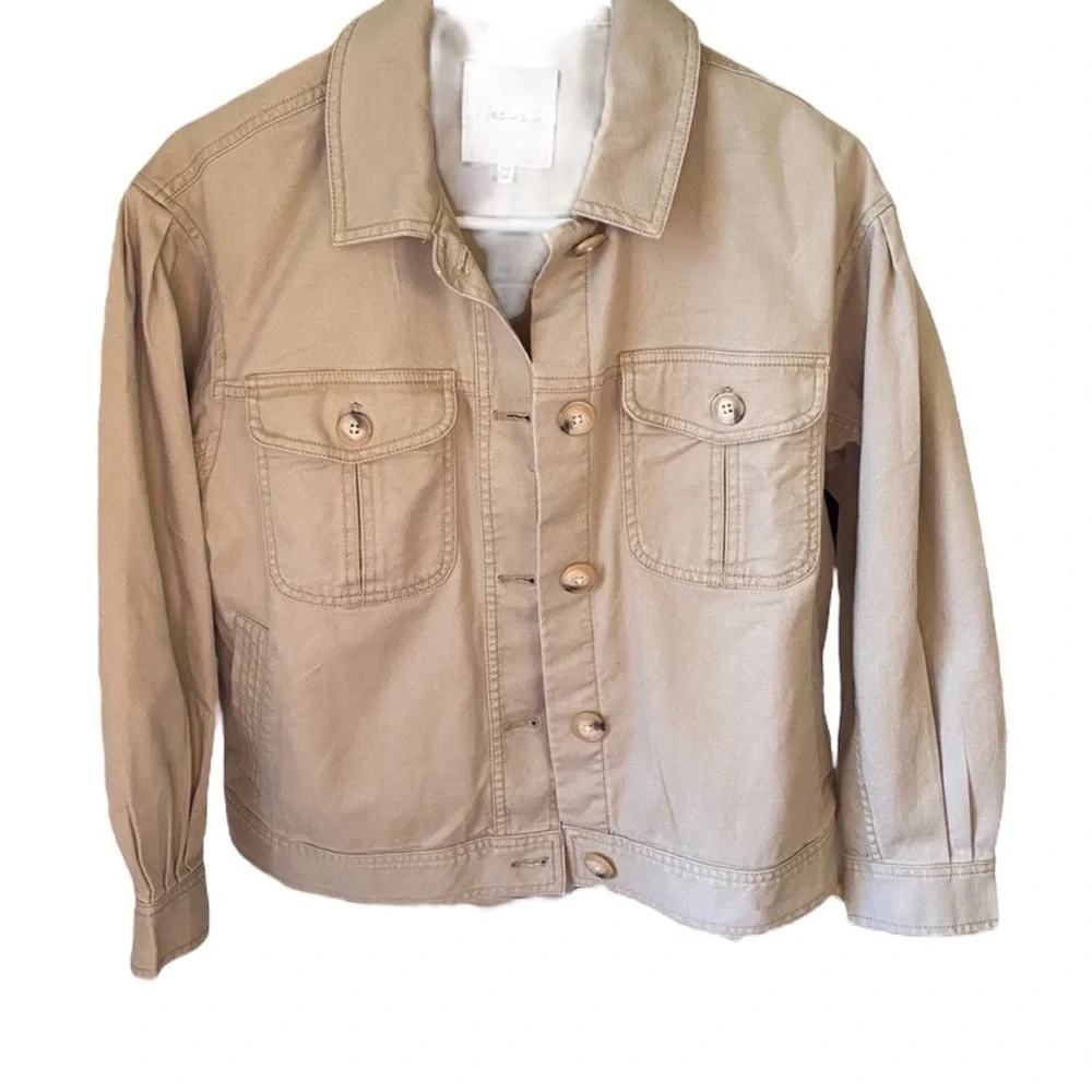 MADEWELL Pleat-Sleeve Military Jacket in Tan Size XS